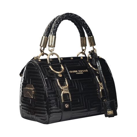 versace black patent leather handbag chain strap e bay|Versace Collection Patent Leather Satchel Bag, Black, Top .